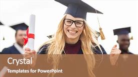  Presentation with international education - Cool new slide deck with education gesture and people concept backdrop and a coral colored foreground