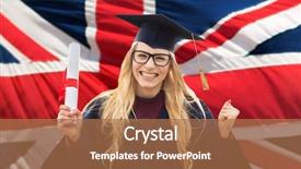  Presentation with education - PPT layouts with education gesture and people concept background and a coral colored foreground