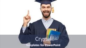  Presentation with bachelor - Amazing slide deck having education-graduation-and-idea-concept backdrop and a ocean colored foreground