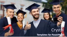  Presentation with bachelor - Colorful presentation theme enhanced with education-graduation-and-learning-concept backdrop and a navy blue colored foreground
