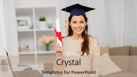  Presentation with graduation - Colorful slide deck enhanced with education graduation and people concept backdrop and a mint green colored foreground