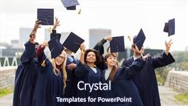  Presentation with international education - PPT theme with education graduation and people concept background and a wine colored foreground