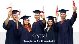  Presentation with bachelor - Slide deck with education graduation and people concept background and a navy blue colored foreground