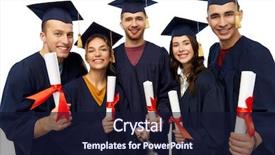  Presentation with education - Colorful slide set enhanced with education graduation and people concept backdrop and a wine colored foreground