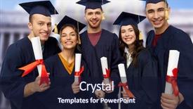  Presentation with bachelor - Audience pleasing PPT theme consisting of education graduation and people concept backdrop and a wine colored foreground