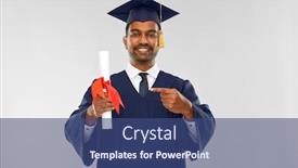  Presentation with bachelor - Audience pleasing PPT layouts consisting of education graduation and people concept - happy smiling indian male graduate student in mortar board and bachelor gown with diploma over grey background backdrop and a ocean colored foreground