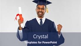  Presentation with bachelor - Cool new PPT theme with education graduation and people concept - happy smiling indian male graduate student in mortar board and bachelor gown with diploma celebrating success over grey background backdrop and a ocean colored foreground