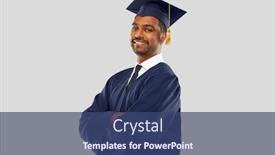  Presentation with bachelor - Slide set enhanced with education graduation and people concept - happy smiling indian male graduate student in mortar board and bachelor gown over grey background background and a ocean colored foreground