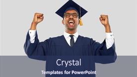  Presentation with bachelor - PPT theme enhanced with education graduation and people concept - happy smiling indian male graduate student in mortar board and bachelor gown celebrating success over grey background background and a ocean colored foreground