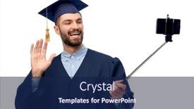  Presentation with bachelor - Colorful slide deck enhanced with education-graduation-and-people-concept backdrop and a navy blue colored foreground