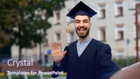  Presentation with bachelor - Beautiful slide deck featuring education-graduation-and-people-concept backdrop and a navy blue colored foreground