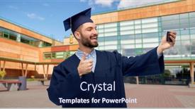  Presentation with bachelor - Slide deck with education-graduation-and-people-concept background and a navy blue colored foreground