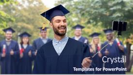  Presentation with international student - Presentation consisting of education-graduation-and-people-concept background and a navy blue colored foreground