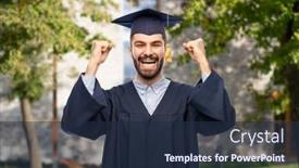  Presentation with bachelor - PPT theme featuring education-graduation-and-people-concept background and a tawny brown colored foreground