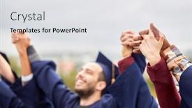  Presentation with bachelor - Colorful slide deck enhanced with education-graduation-and-people-concept backdrop and a light gray colored foreground