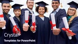  Presentation with international education - Audience pleasing slides consisting of education-graduation-and-people-concept backdrop and a wine colored foreground