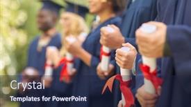  Presentation with international education - Beautiful presentation theme featuring education-graduation-and-people-concept backdrop and a navy blue colored foreground