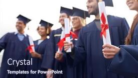  Presentation with international education - PPT layouts with education-graduation-and-people-concept background and a navy blue colored foreground