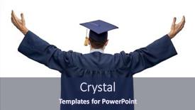  Presentation with bachelor - Cool new PPT theme with education-graduation-and-people-concept backdrop and a navy blue colored foreground