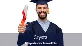  Presentation with education - Beautiful slide deck featuring education-graduation-and-people-concept backdrop and a navy blue colored foreground