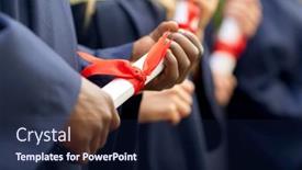  Presentation with international education - Presentation theme enhanced with education-graduation-and-people-concept background and a navy blue colored foreground