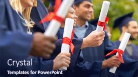  Presentation with international education - Presentation theme with education-graduation-and-people-concept background and a navy blue colored foreground