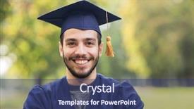  Presentation with graduation - Amazing PPT theme having education graduation and people concept backdrop and a ocean colored foreground