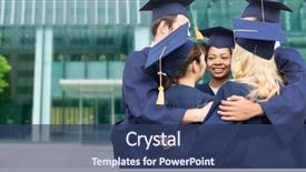  Presentation with university building - Slides enhanced with education graduation and people concept background and a ocean colored foreground