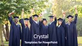  Presentation with international education - PPT theme featuring education graduation and people concept background and a navy blue colored foreground