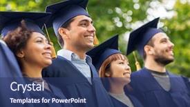  Presentation with international education - Cool new PPT theme with education graduation and people concept backdrop and a ocean colored foreground