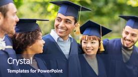  Presentation with international education - Slide deck enhanced with education graduation and people concept background and a ocean colored foreground