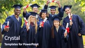  Presentation with international education - Cool new slides with education graduation and people concept backdrop and a wine colored foreground