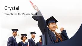  Presentation with international education - Presentation design enhanced with education graduation and people concept background and a white colored foreground