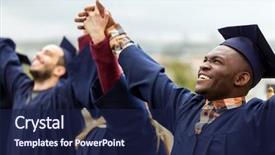  Presentation with international education - PPT theme with education graduation and people concept background and a navy blue colored foreground