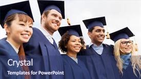  Presentation with international education - Presentation design with education graduation and people concept background and a ocean colored foreground