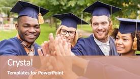  Presentation with international education - Colorful theme enhanced with education graduation and people concept backdrop and a coral colored foreground