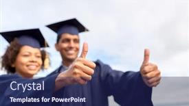  Presentation with international education - Slide deck consisting of education-graduation-gesture-and-people background and a navy blue colored foreground