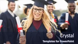  Presentation with international education - PPT theme enhanced with education graduation gesture and people background and a wine colored foreground