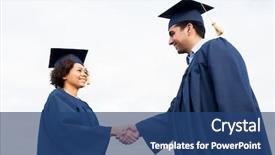  Presentation with international education - Slides having education graduation gesture and people background and a ocean colored foreground