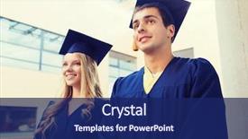  Presentation with graduation - Slide deck featuring education graduation and people concept background and a navy blue colored foreground