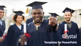  Presentation with international education - Audience pleasing PPT layouts consisting of education graduation and people concept backdrop and a wine colored foreground