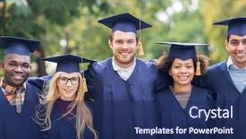 Presentation with international education - Slides consisting of education graduation and people concept background and a navy blue colored foreground