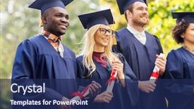  Presentation with international-education - Amazing PPT layouts having education graduation and people concept backdrop and a navy blue colored foreground