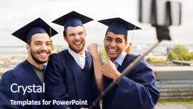  Presentation with international education - Audience pleasing slide set consisting of education graduation technology and achievement backdrop and a navy blue colored foreground