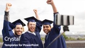  Presentation with education technology - Presentation design with education graduation technology and achievement background and a navy blue colored foreground