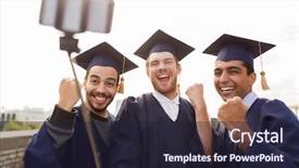  Presentation with education technology - Beautiful PPT theme featuring education graduation technology and achievement backdrop and a wine colored foreground