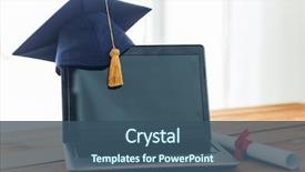  Presentation with technology learning - PPT theme featuring education graduation technology and e background and a ocean colored foreground