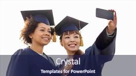  Presentation with international education - Audience pleasing theme consisting of education graduation technology and people backdrop and a  colored foreground