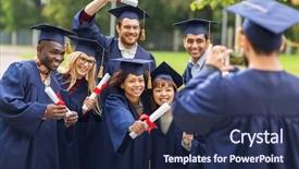  Presentation with international education - Slide deck consisting of education graduation technology and people background and a  colored foreground