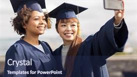  Presentation with international education - Theme enhanced with education graduation technology and people background and a navy blue colored foreground